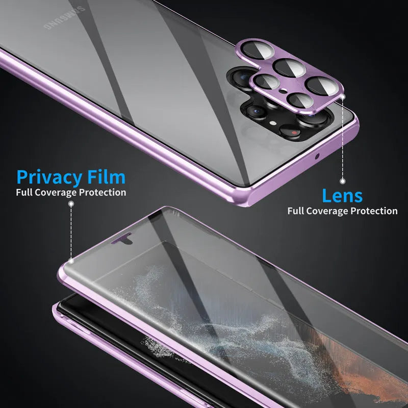 Samsung S24 Ultra phone case with integrated mirror and magnetic back in multiple colour options.