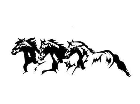 Three horses racing motif automotive decal measuring 25cm by 8cm in PET material