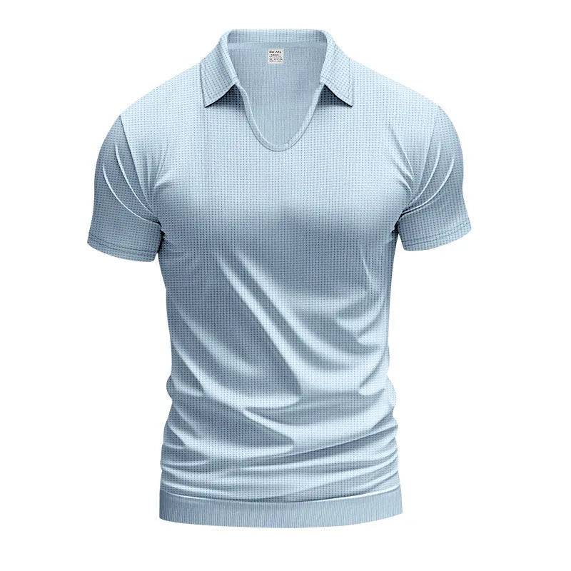 Men's casual V-neck short sleeve t-shirt in loose fit with six colour options