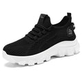 Women's white Flyknit sneaker with thick PVC sole and round toe lace-up design