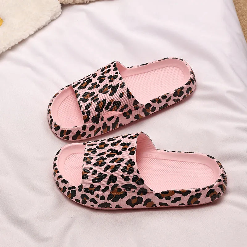 Leopard print slippers for women with thick EVA sole in multiple colour options