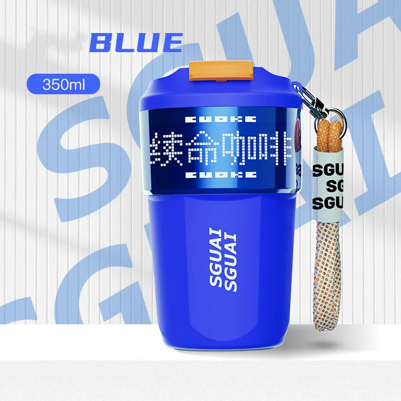 Japanese style stainless steel portable coffee cup with 50mL capacity in blue, grey, orange, white, and purple colour options.