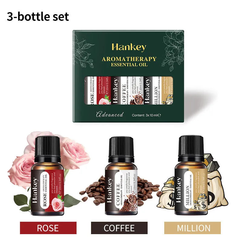 Boxed water-soluble aromatherapy essential oil set with multiple fragrance bottles