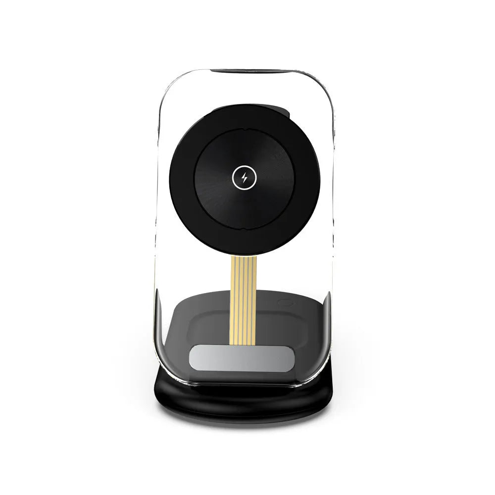 Transparent folding magnetic three-in-one wireless charger for iPhone, AirPods and Apple Watch