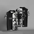 Black loose fit short sleeve t-shirt with a 3D digital printed graphic design on the front.