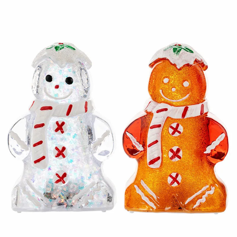 Glowing gingerbread man Christmas ornament with choice of red, white, clear or transparent red scarf