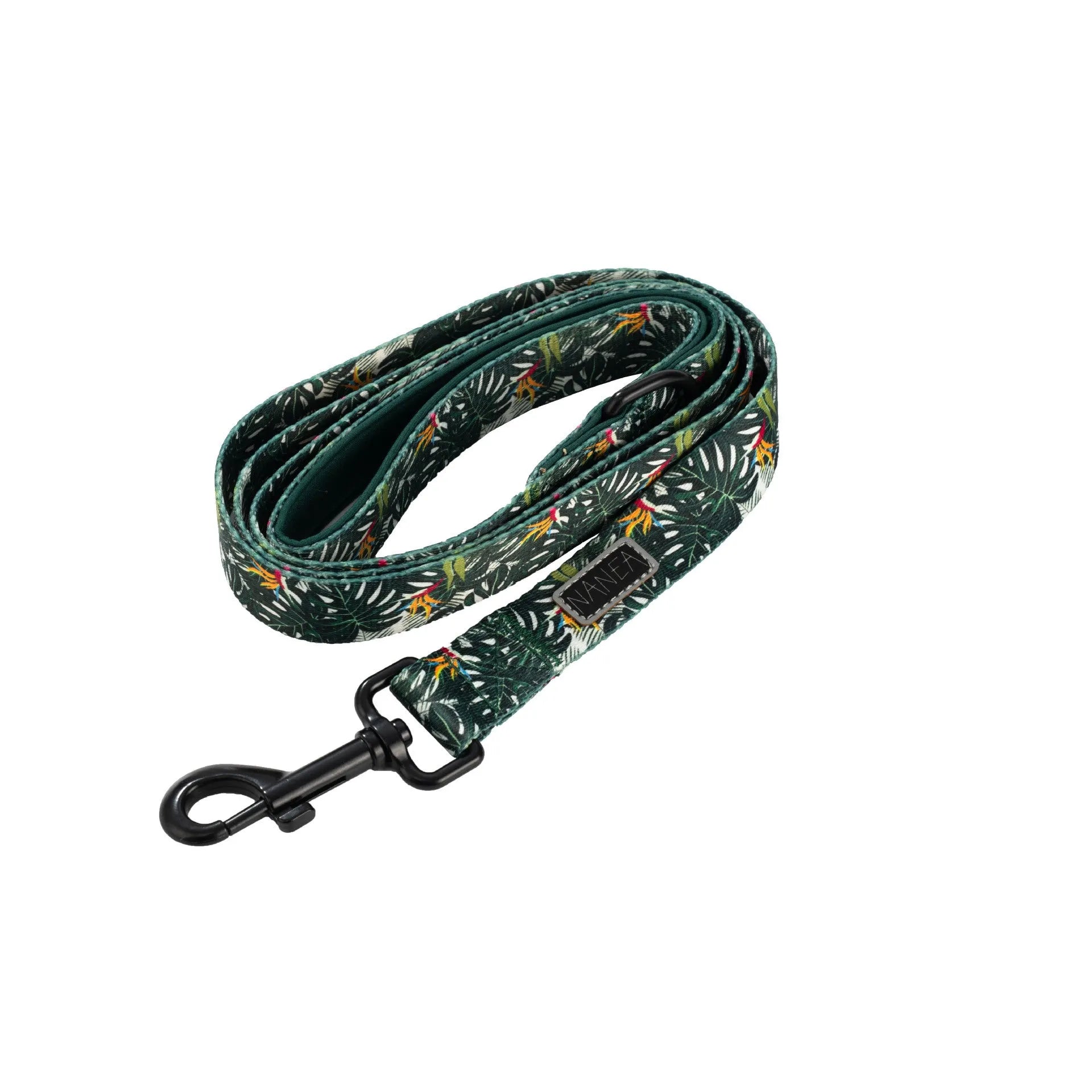 Six-piece adjustable cloth dog harness set with lead, collar, waste bag, bow tie, and scarf.