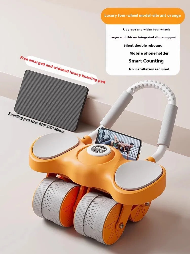 Abdominal wheel exercise equipment with automatic rebound mechanism and elbow support