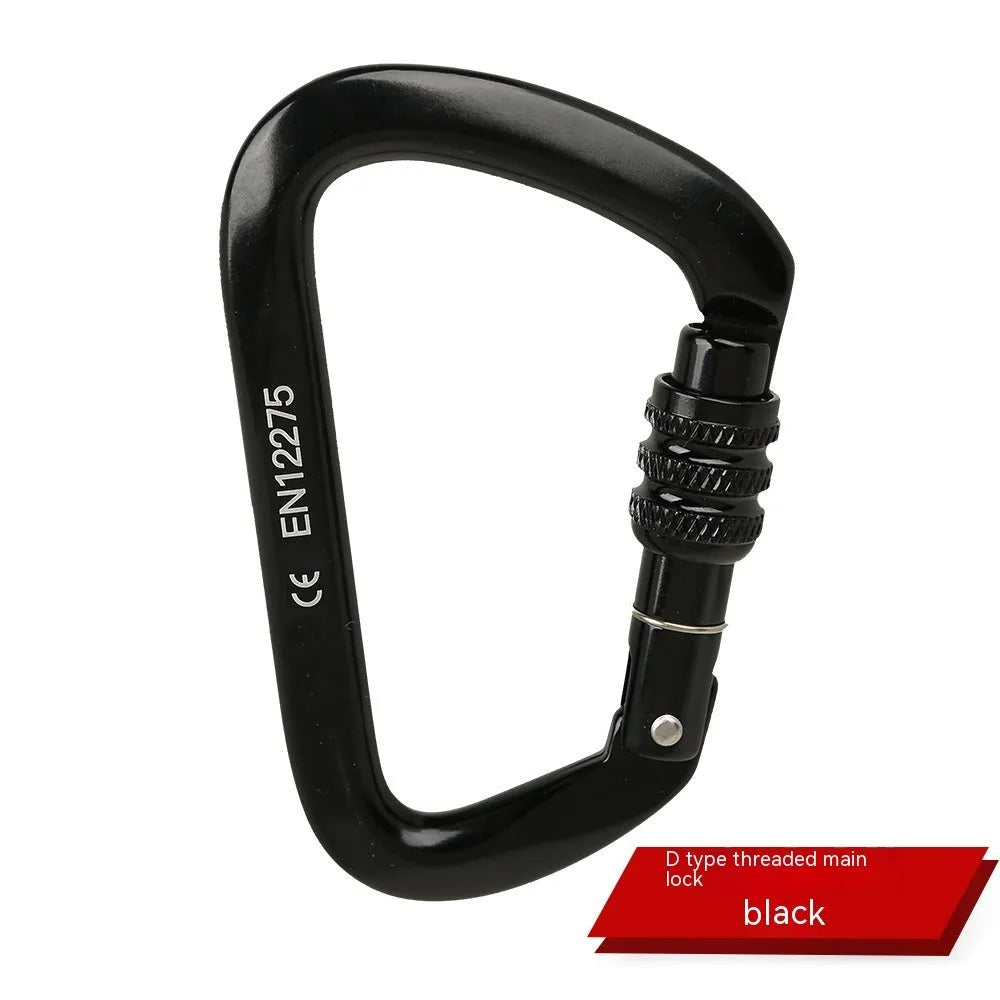 D-type steel climbing lock with auto-lock or screw-gate mechanism in multiple colours