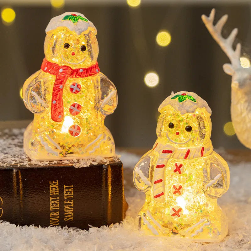 Glowing gingerbread man Christmas ornament with choice of red, white, clear or transparent red scarf