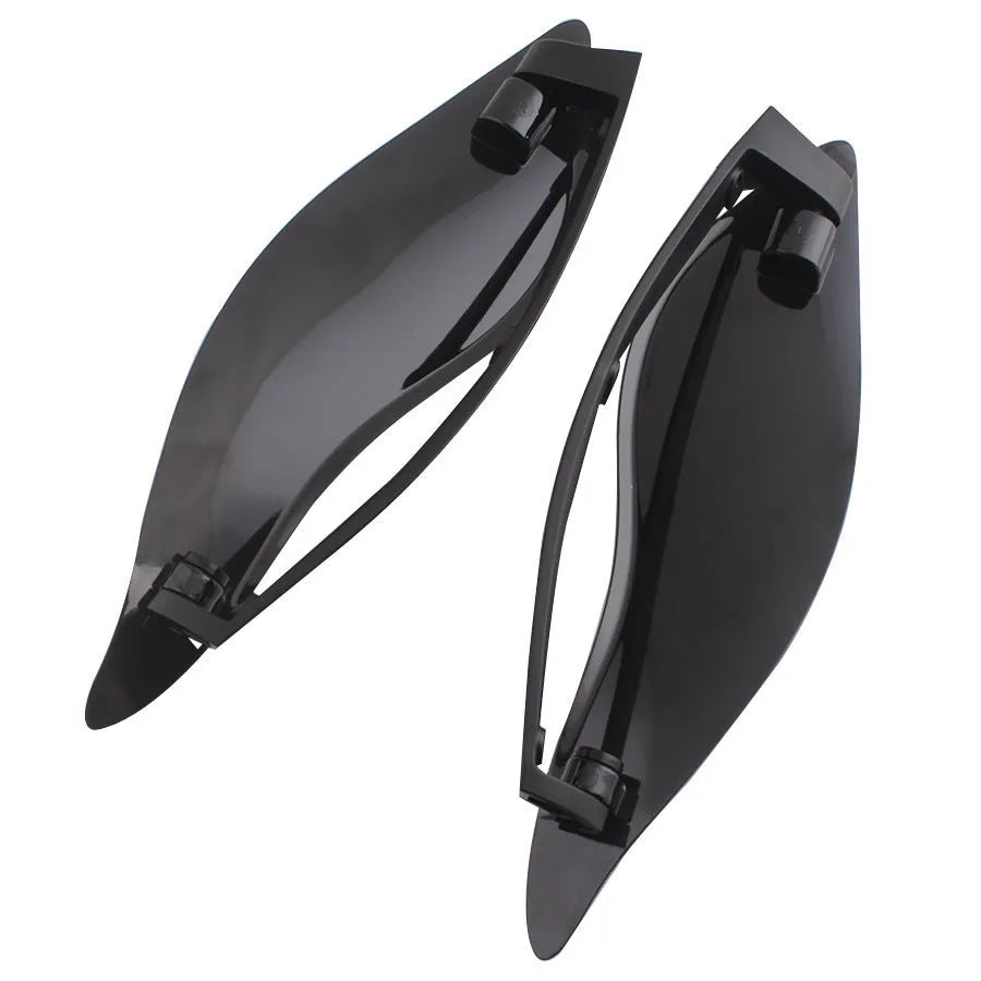 Pair of smoked ABS plastic windscreen side wings for a Harley Davidson Road Glide motorcycle.