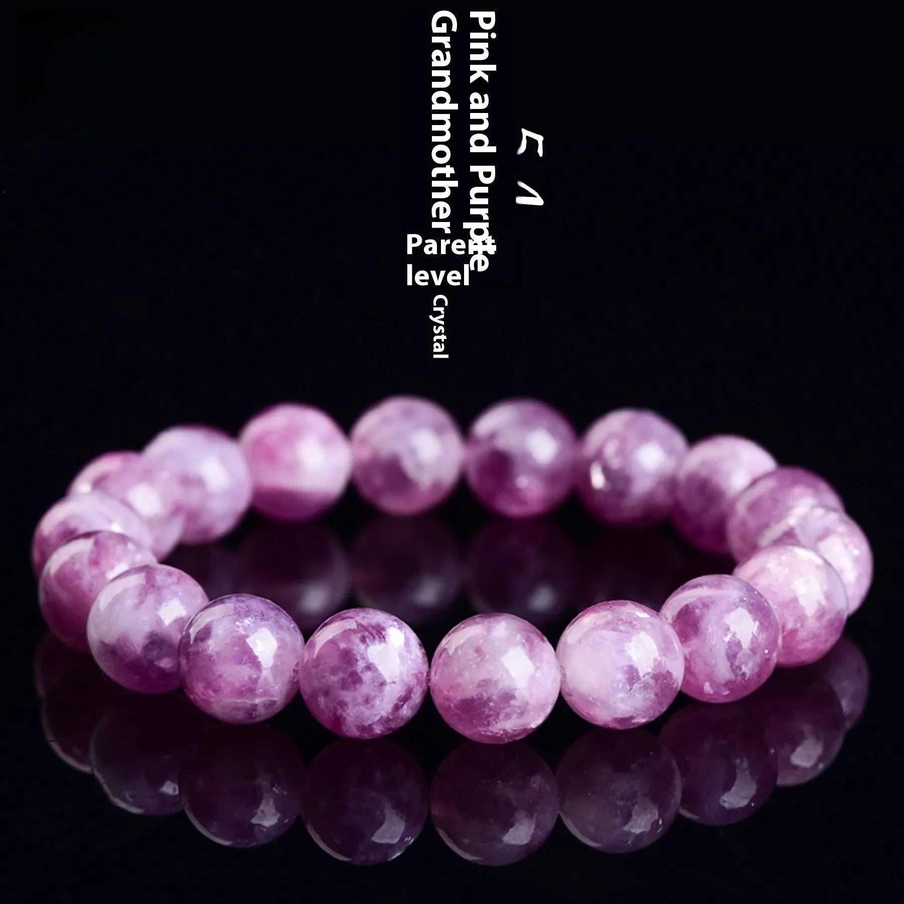 Purple grandmother crystal bracelet with polished geometric beads on wrist