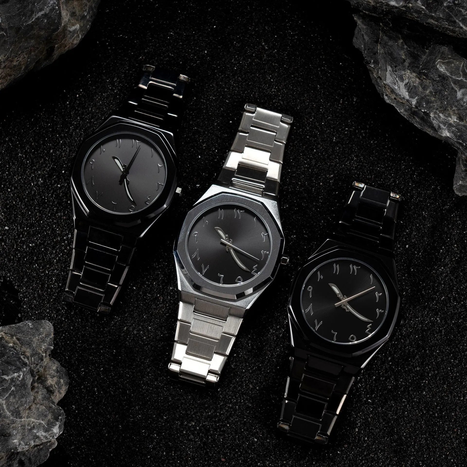 Men's stainless steel quartz watch with business casual design on a wrist, showing 10mm thickness