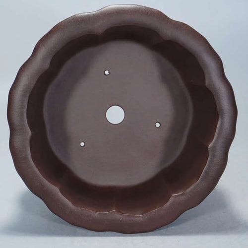 Handmade antique style purple clay succulent flower pot measuring 37cm wide and 20cm high.