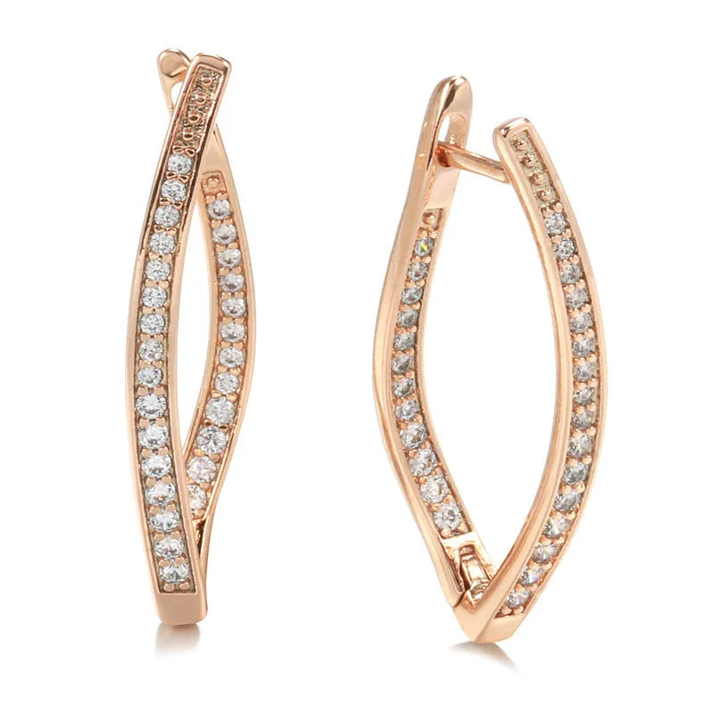 Geometric copper earrings with zircon accents in H0493 colour for women