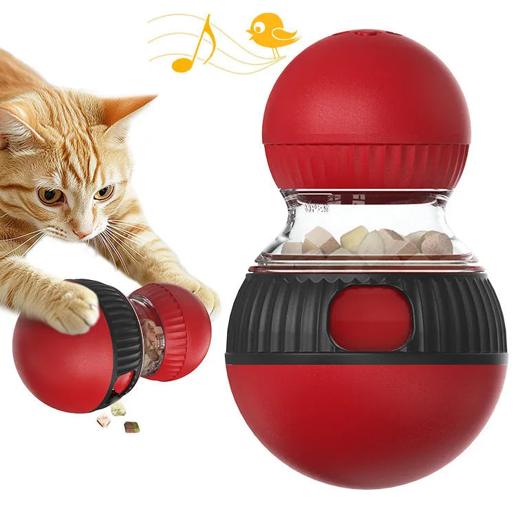 Plastic rotating cat toy ball with super ball colour and food dropping mechanism