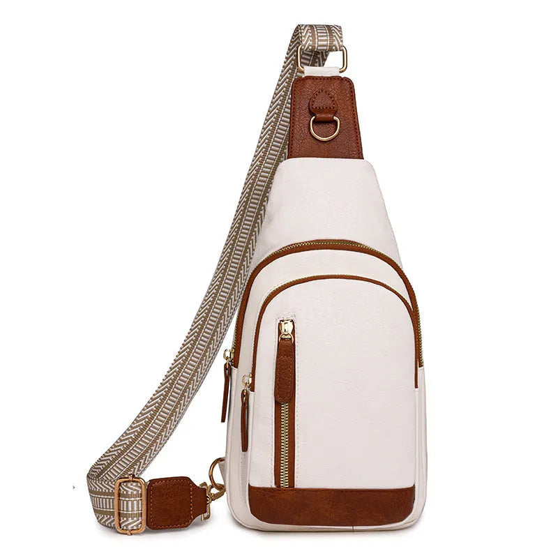 Women's soft PU leather crossbody bag in street trend style with open pocket and internal compartments
