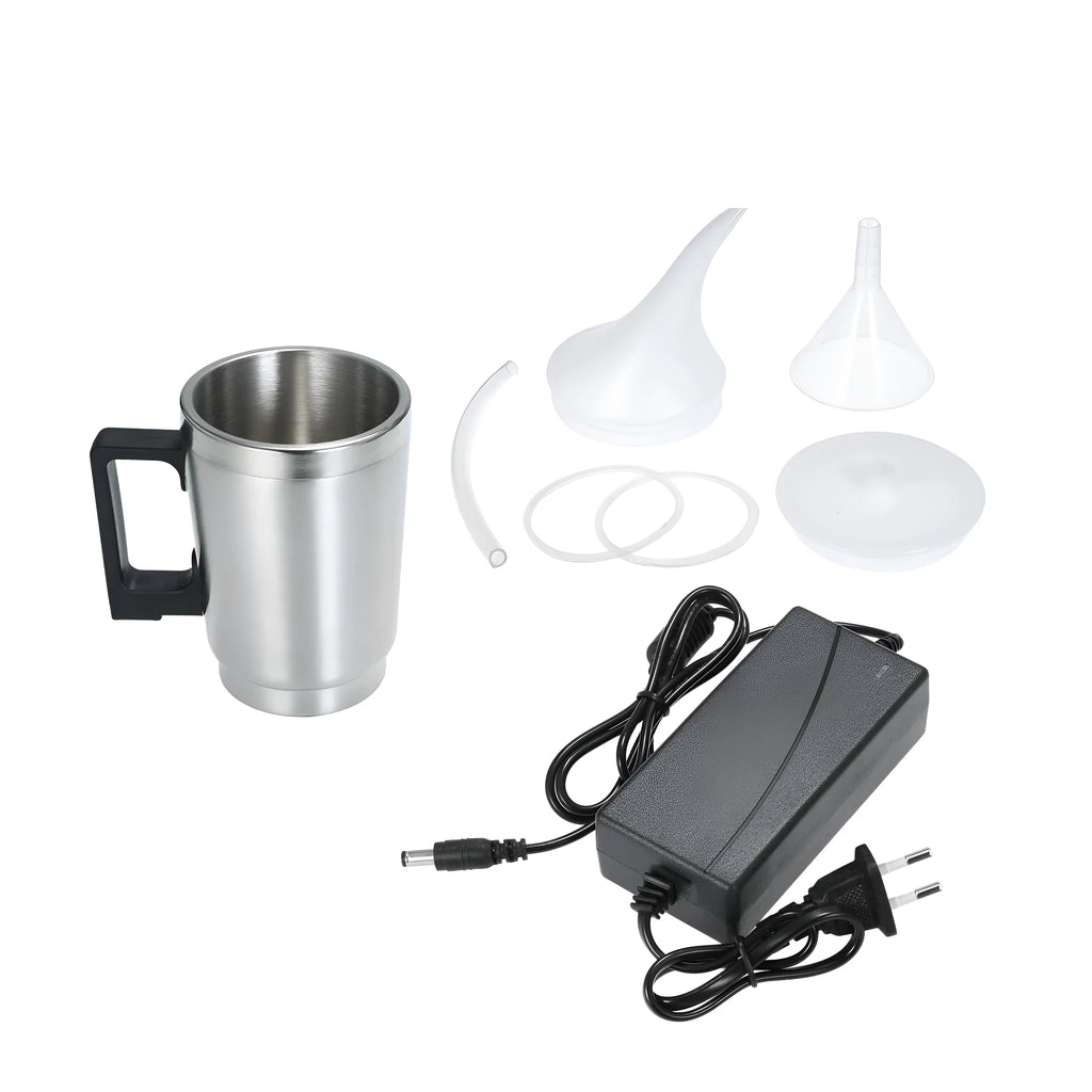 Stainless steel car headlight polishing kit with power adapter options for GB/US and European sockets.