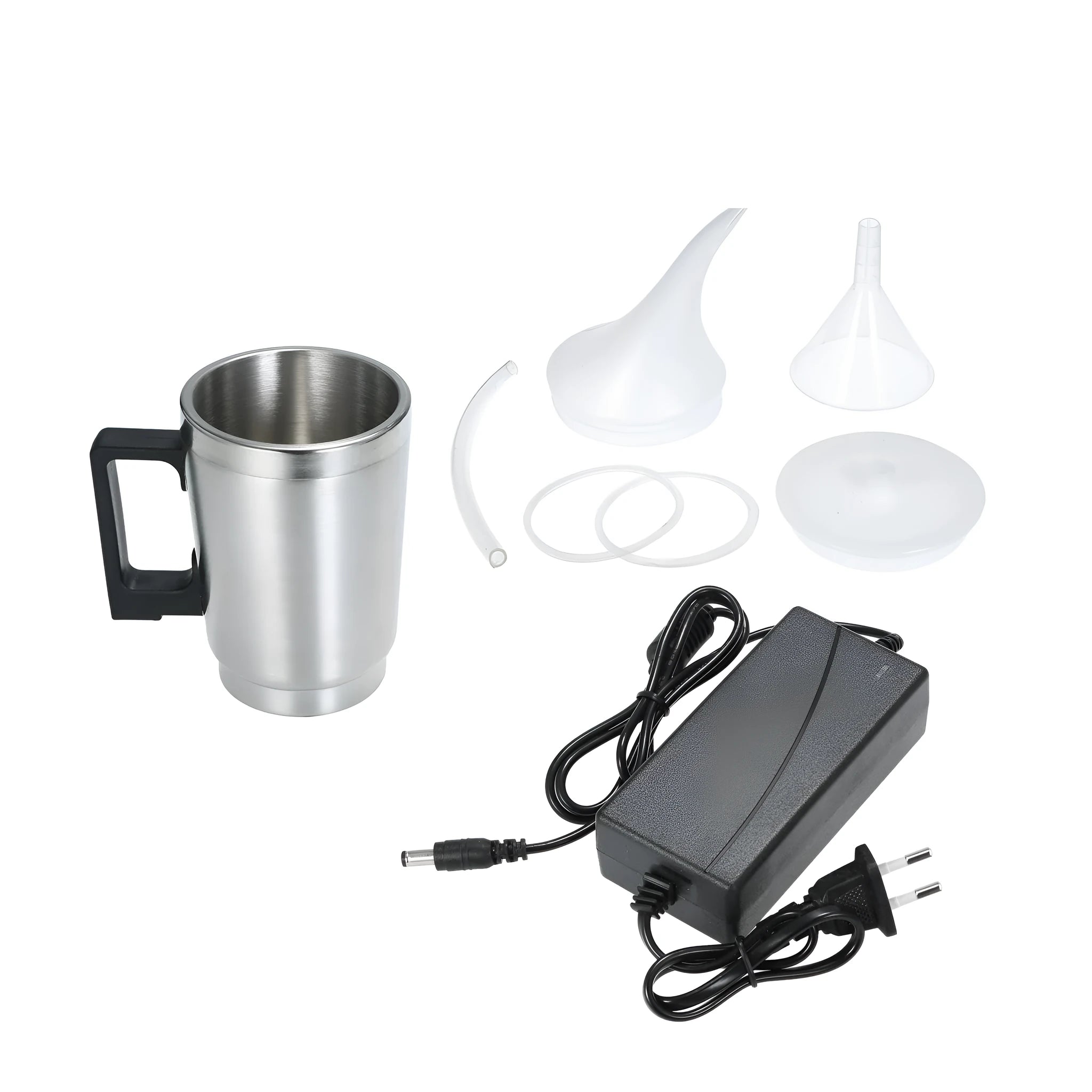 Stainless steel car headlight polishing kit with power adapter options for GB/US and European sockets.