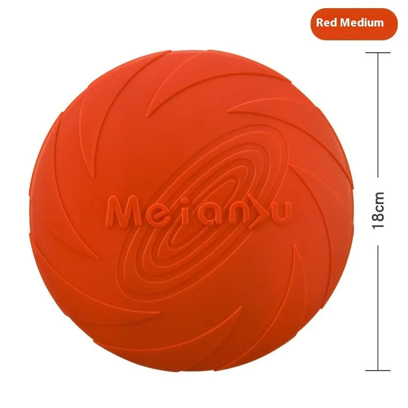 Soft rubber dog flying disc toy in blue colour suitable for outdoor fetch games and walking sessions