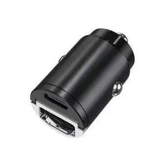 Zinc alloy car cigarette lighter charger adapter showing Black and Tarnish colour options next to scale