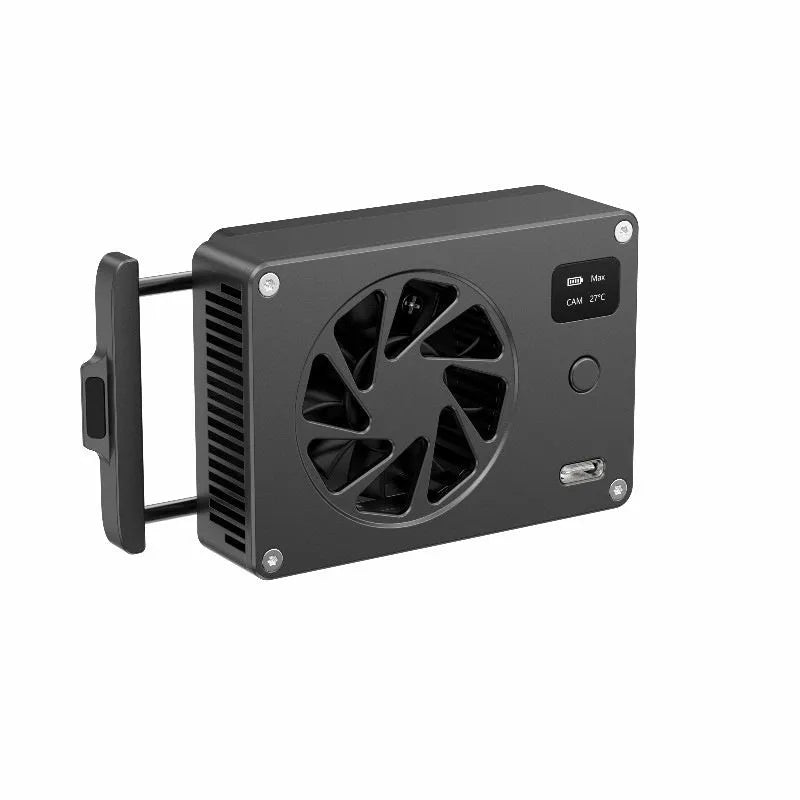 Black aluminium alloy computer cooling fan with radiator measuring 89mm x 52mm