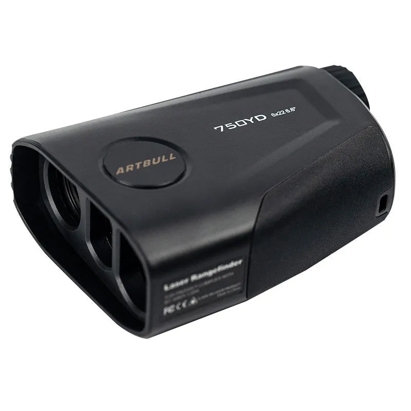 Golf laser rangefinder distance meter with LCD display showing yardage measurement