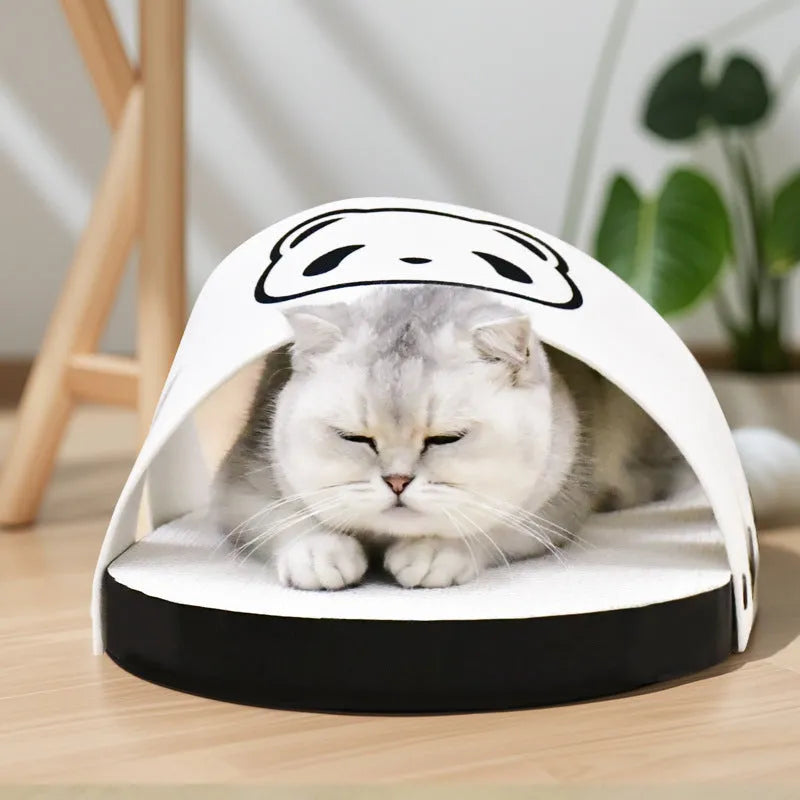 White corrugated paper cat scratch board with slipper-style shape for floor or wall use