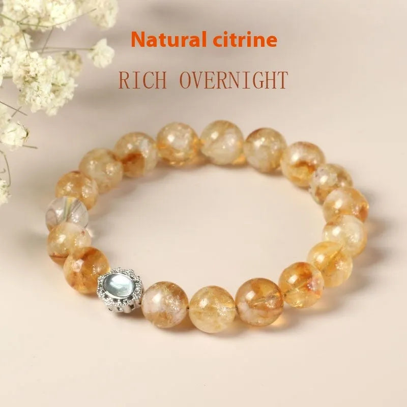 Crystal citrine bracelet with 10mm geometric stones and unisex design