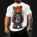 Men's loose casual T-shirt with 3D printed cartoon pattern and short sleeves