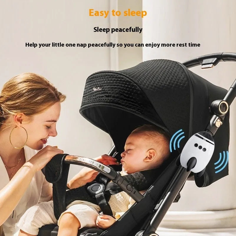 White ABS plastic baby sleep comforter with Bluetooth connectivity and automatic shaking function