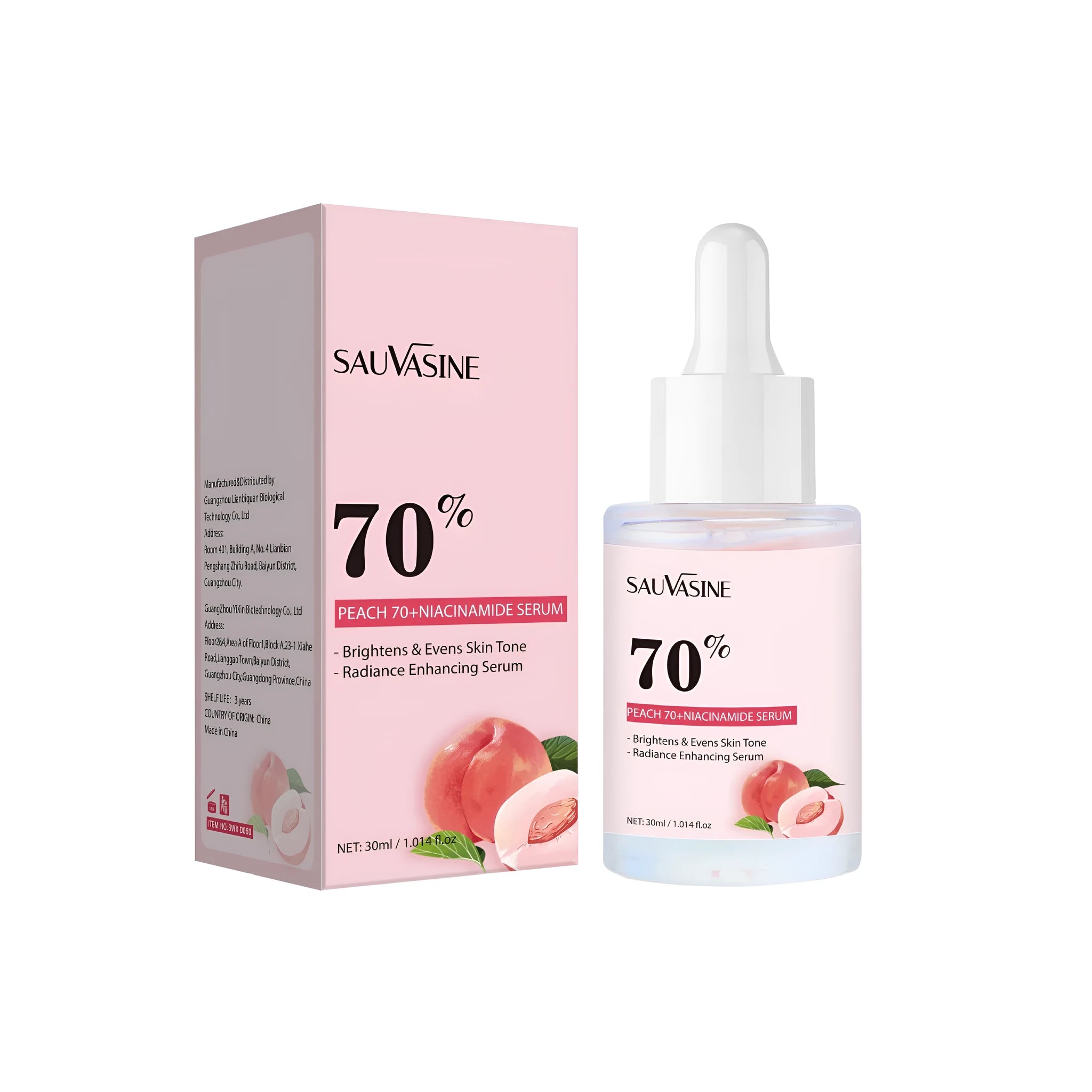 Nicotinamide care solution bottle with 30ml volume and SWXD060 style packaging