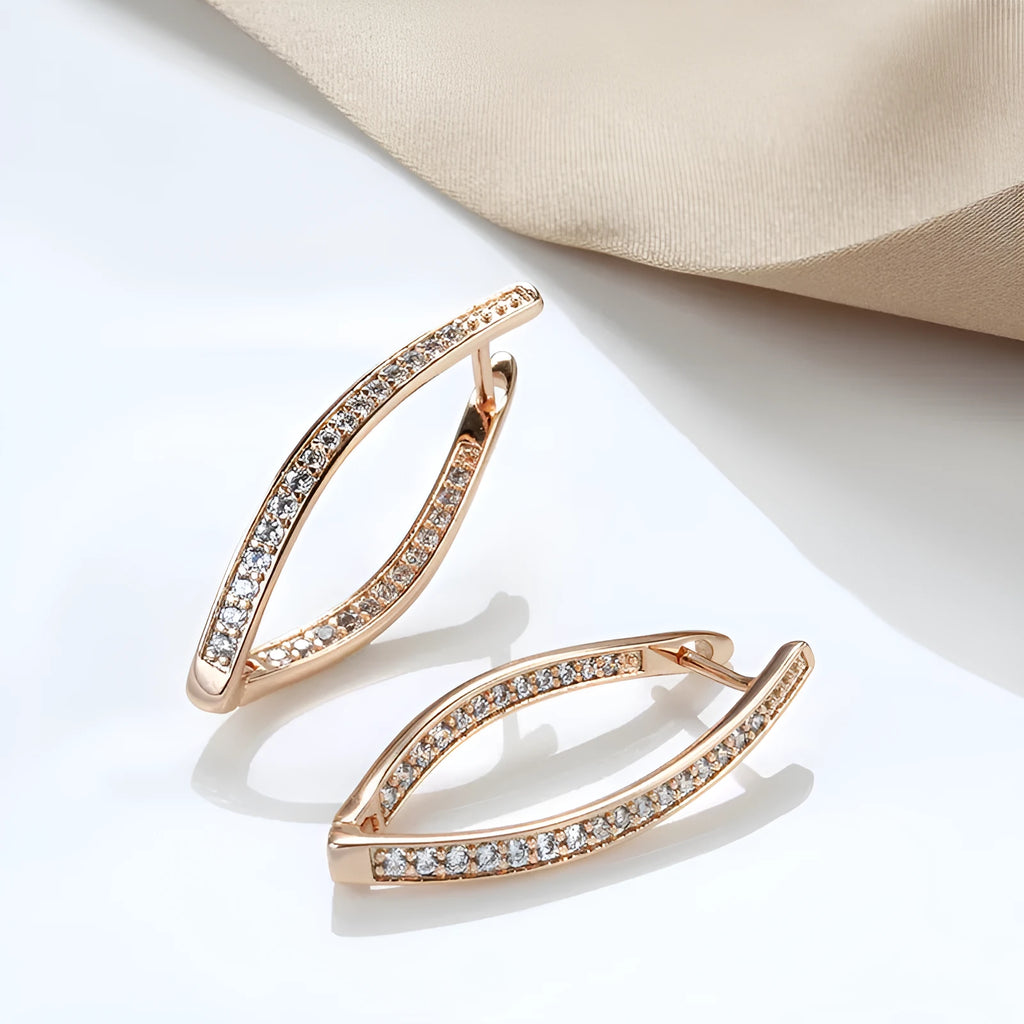 Geometric copper earrings with zircon accents in H0493 colour for women