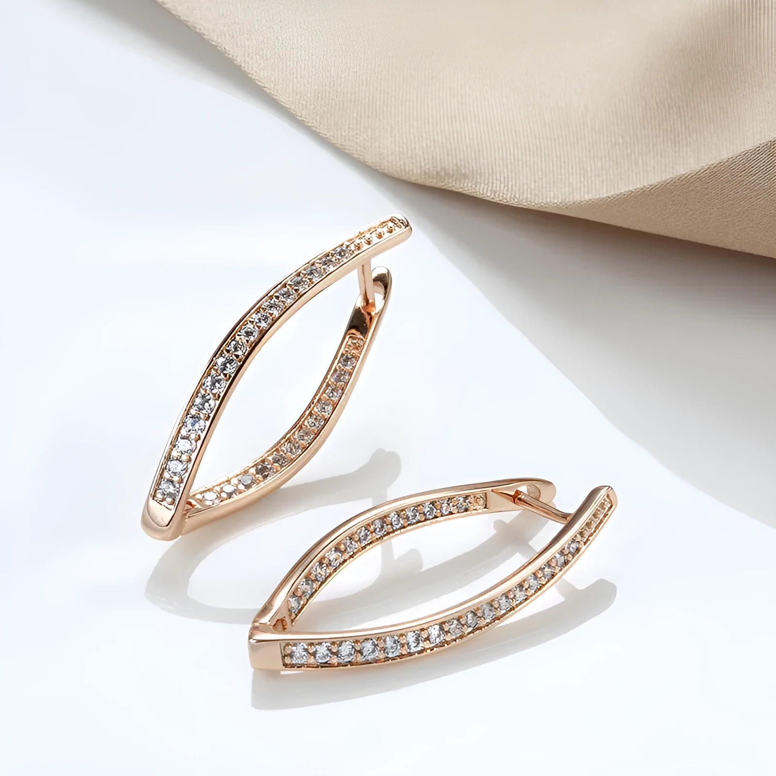 Geometric copper earrings with zircon accents in H0493 colour for women