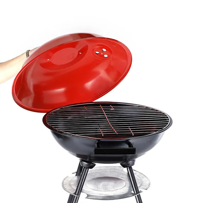 Portable iron barbecue oven with 14-inch apple stove design for 3-5 people outdoor cooking