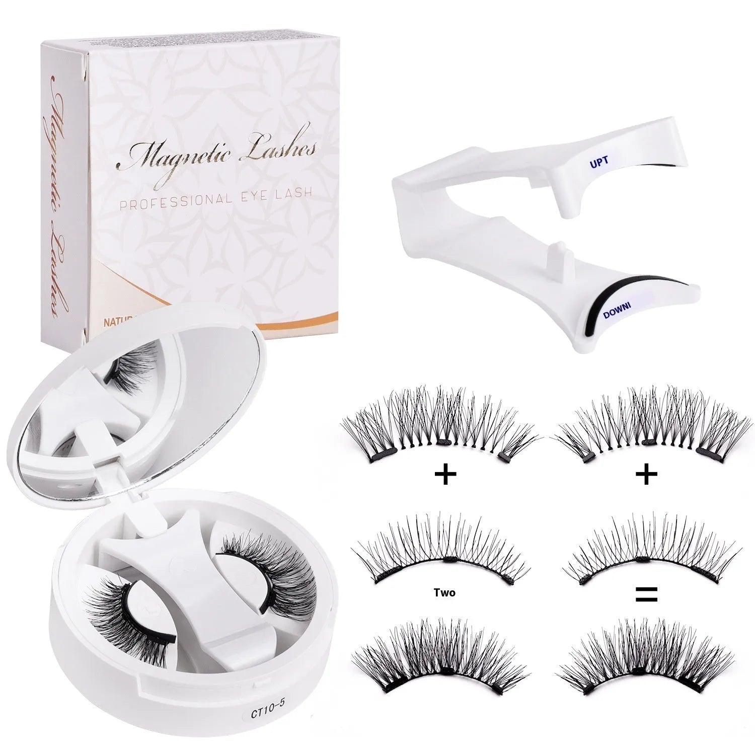 Magnetic false eyelashes with integrated soap holder in portable chemical fibre case