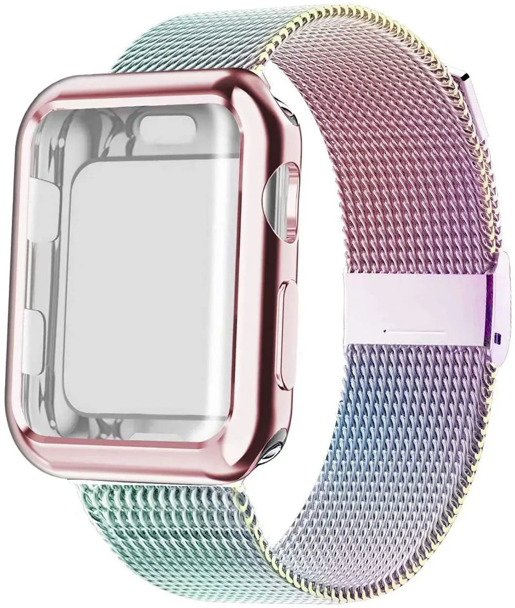Magnetic Milan metal and TPU watch band for Apple Watch in multiple colour options on a wrist.