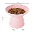 Blue wide ceramic elevated cat food bowl on a white background.