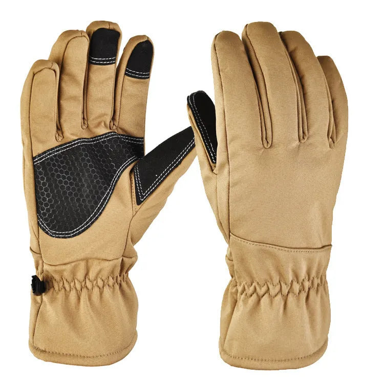 Outdoor tactical camouflage ski gloves with touchscreen fingertips and anti-slip palm