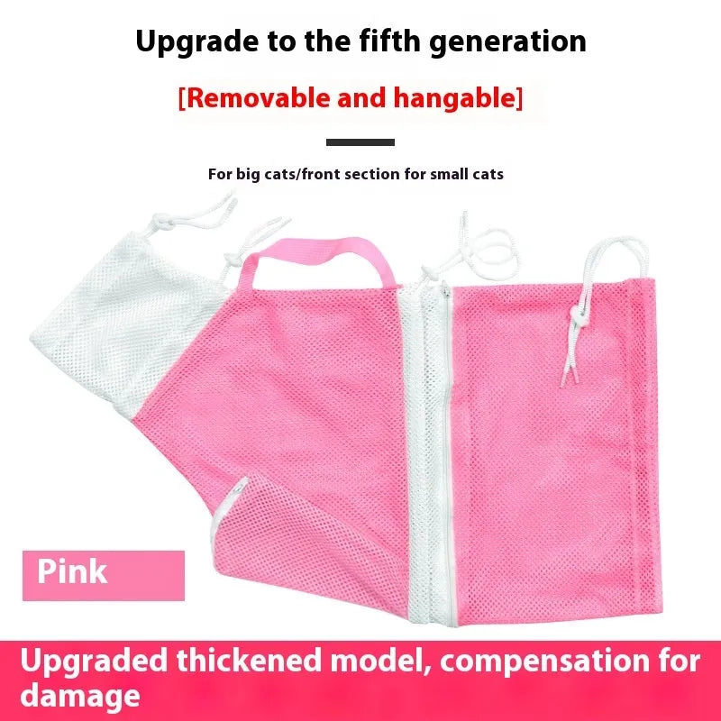 Upgraded 5th generation cat grooming bag in grey white, green white, and pink white colour options