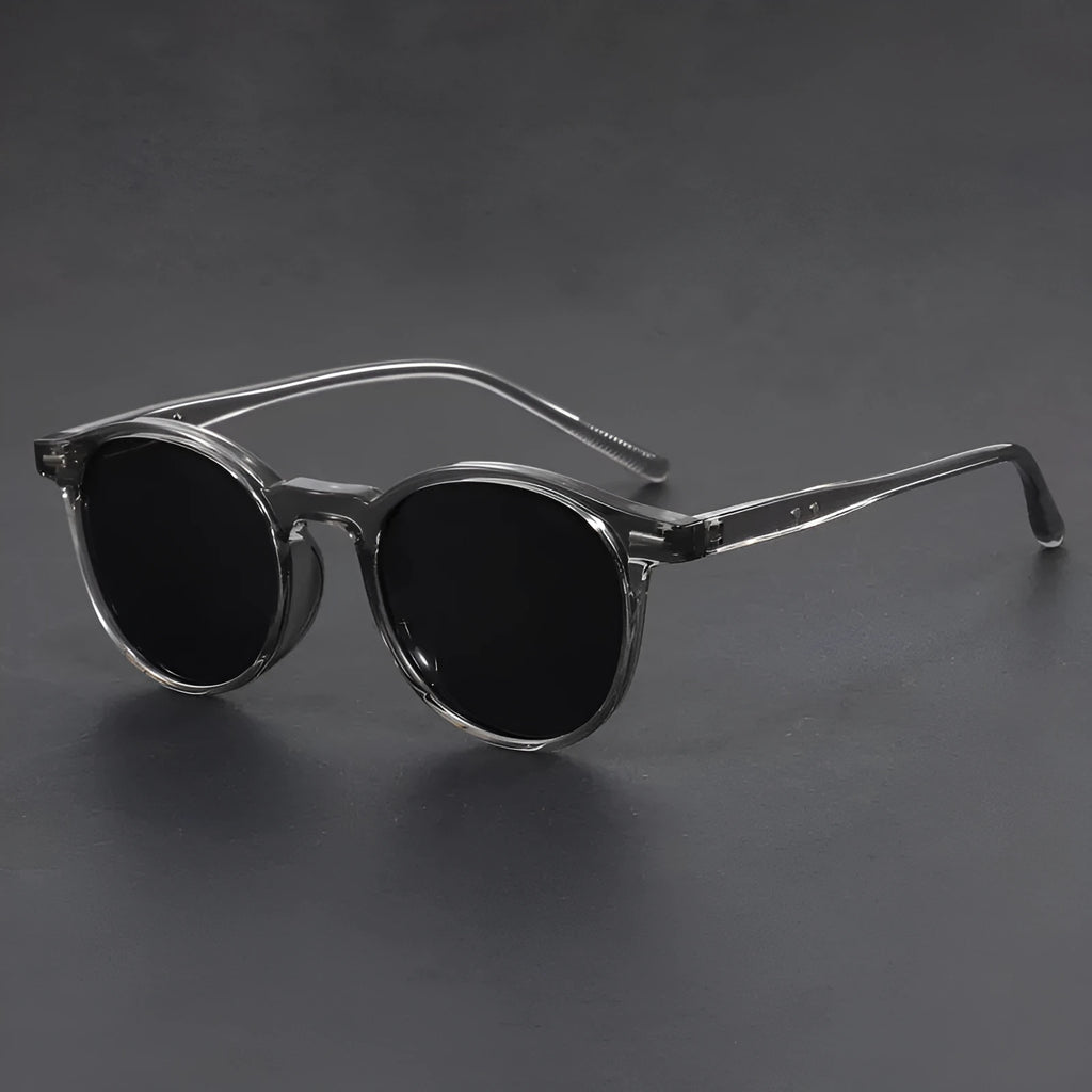 Retro round frame sunglasses with UV400 polarised lenses in five colour options