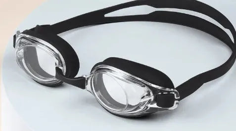 Black prescription swimming goggles for myopia with protective case