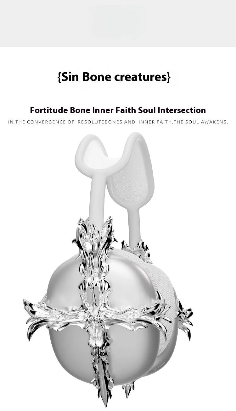 Gothic cross resin headphone cover for Apple AirPods Max in silver colour