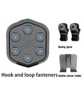 Black smart music boxing machine with Bluetooth connection and included boxing gloves for fitness training