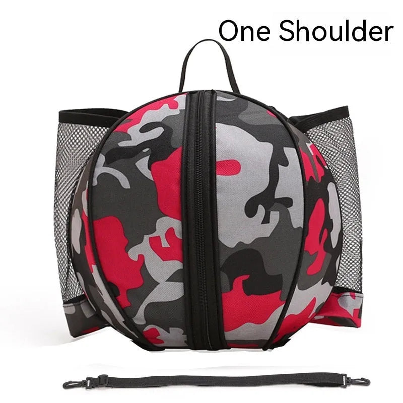 Oxford cloth basketball training bag in black, shown in one-shoulder and two-shoulder backpack styles