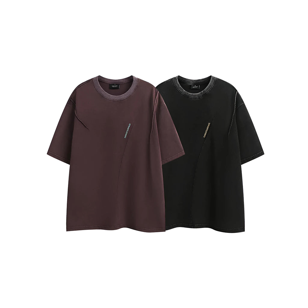 Men's purple and black retro washed cotton short-sleeve t-shirt in a loose fit