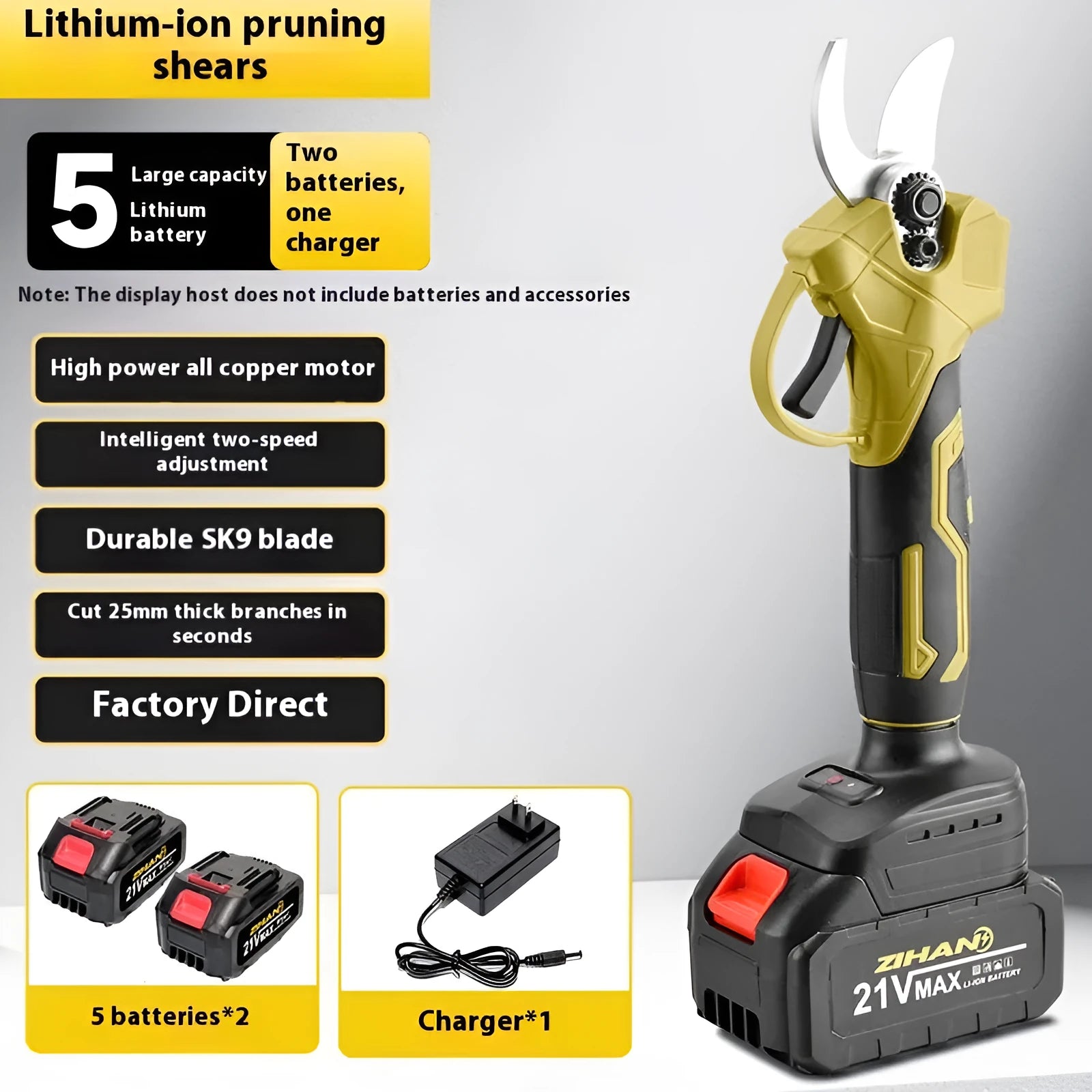 Wireless electric pruning knife with lithium battery for garden branch cutting