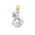 Niche design sterling silver clavicle chain necklace with a detailed cat pendant.