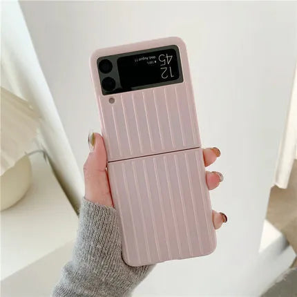 Samsung Z Flip3 ultra-thin PC flip case in seven colour options showing front and back views