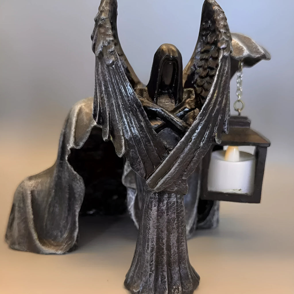 Dark angel resin ornament figurine measuring 6.5 by 5 by 17 centimetres